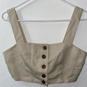 Beige button up crop top